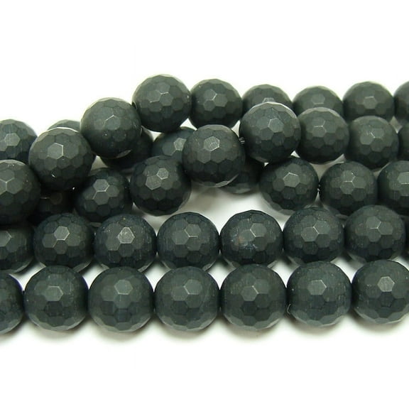 4mm 15.5 Inches Black Matte Agate/Onyx Faceted Round Beads Genuine Gemstone Natural Jewelry Making