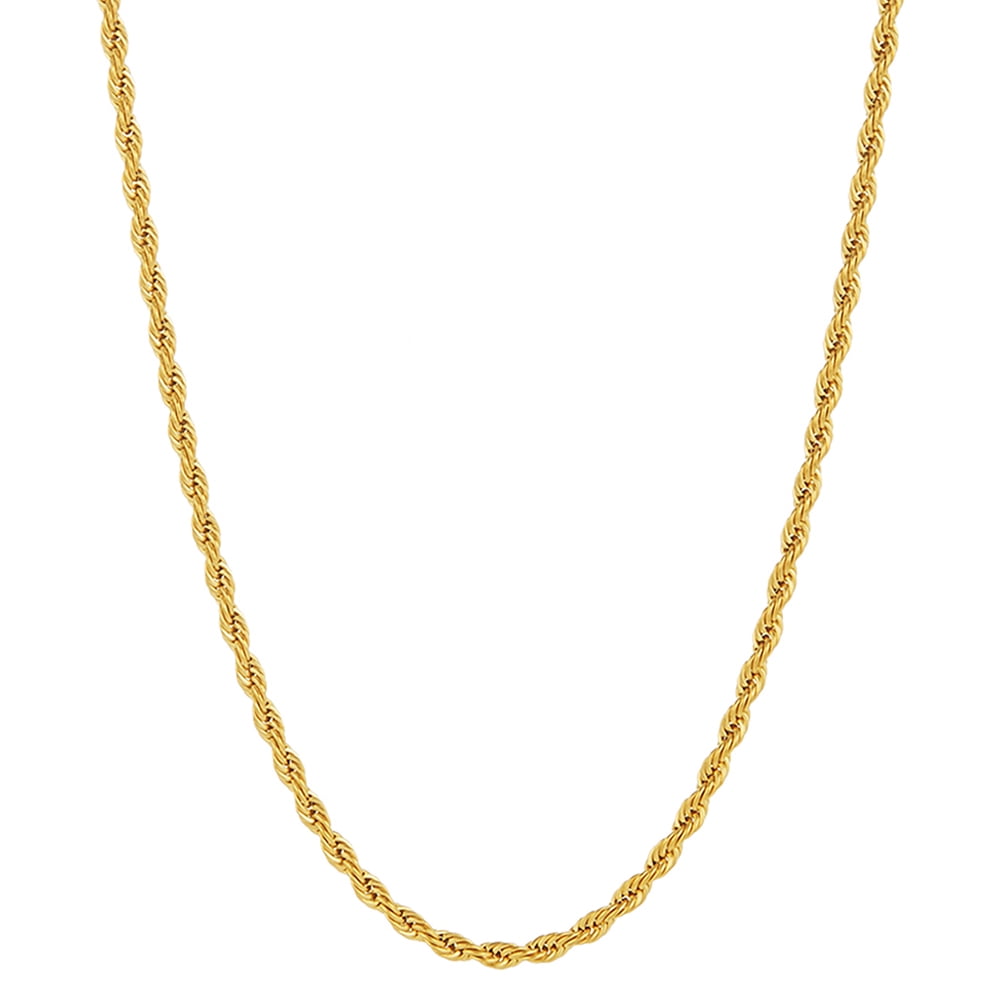 ネックレス・ペンダント Golden Chain Necklace 1 4mm-24k-Yellow-Gold-Plated-
