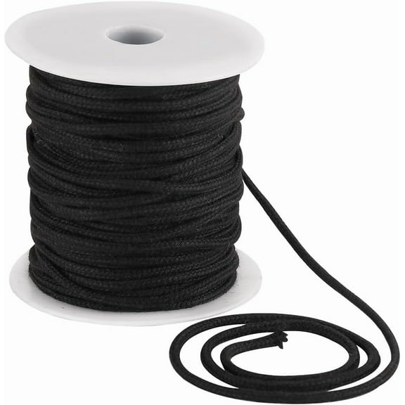 4mm 33 Yards Black Cotton Rope Soft Drawstring Replacement Ropes Macrame Cotton Welt Trim Round Cotton Thread Multipurpose Piping Cord