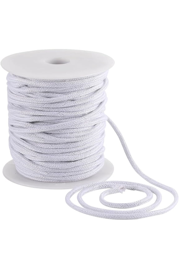 4mm 33 Yards White Cotton Rope Soft Drawstring Replacement Ropes Macrame Cotton Welt Trim Round Cotton Thread Multipurpose Piping Cord for Bags DIY Crafts Projects Crochet Hanging White