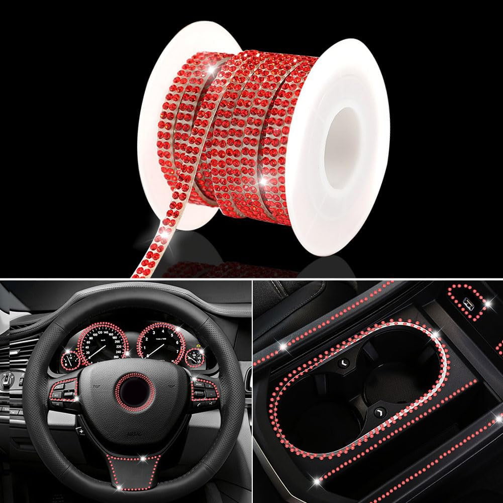 4mm*4.5M Shiny Rhinestone Strip Red Car DIY Bling Diamond Sticker ...