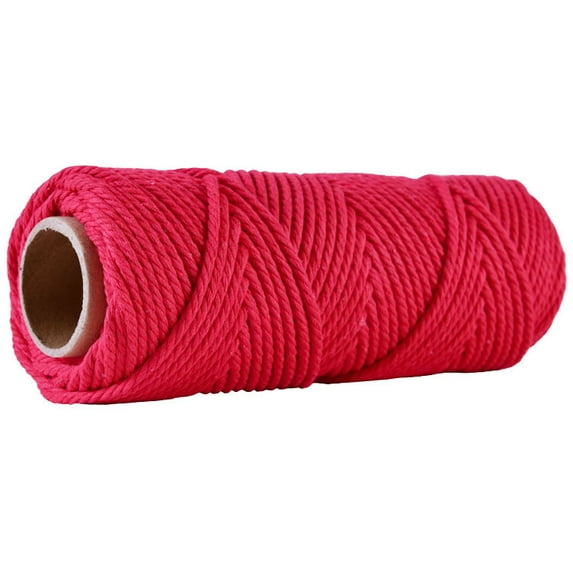 4mm 50Meters Macrame Cotton Cord Colorful DIY Crafts Macrame Supplies Rope for Handwork Wall Hanging Tapestry Home Decoration (Red,4mm 50meters)