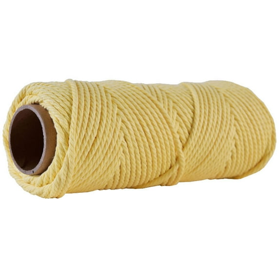 4mm 54 Yards Macrame Cord Cotton Rope String Crafts DIY Colored Thread Cord Twisted Twine Handmade Sewing Home Wedding Decoratio (03 Macaroon Yellow,4mm 100Meters)
