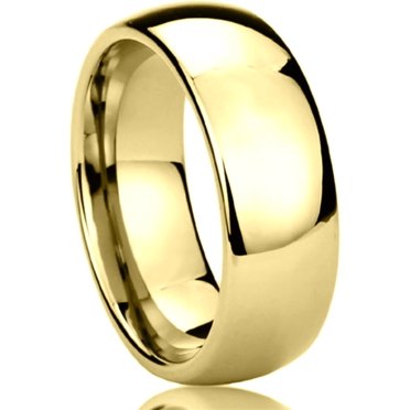 8mm Wide Stainless Steel Gold IP Plated Comfort Fit Band Ring – No Stone, Unbranded