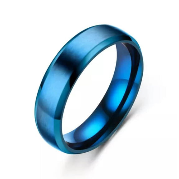 4mm/6mm Black/Blue/Gold Titanium Steel Brushed Band Men's Women's Ring Size 6-12