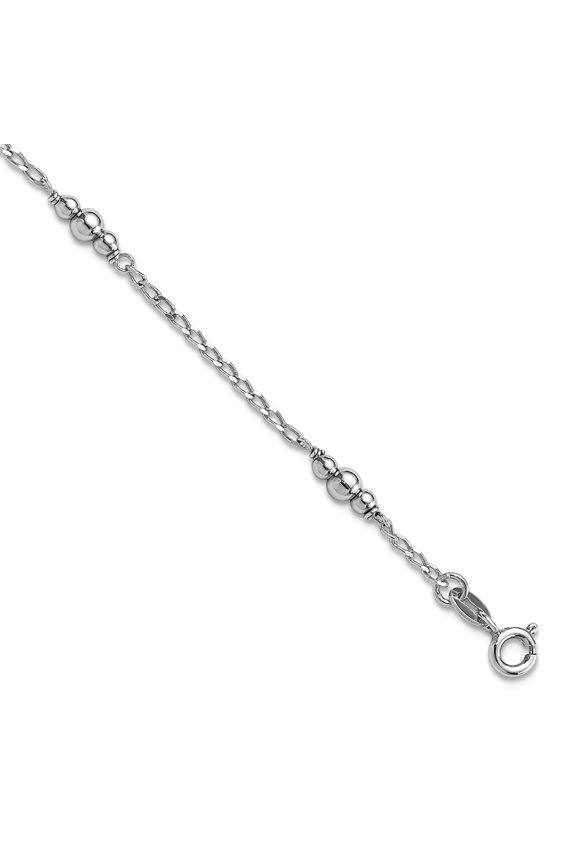 4mm 925 Sterling Silver Polished Beaded Plus 1 In Extension Anklet 9 Inch Anklet for Women