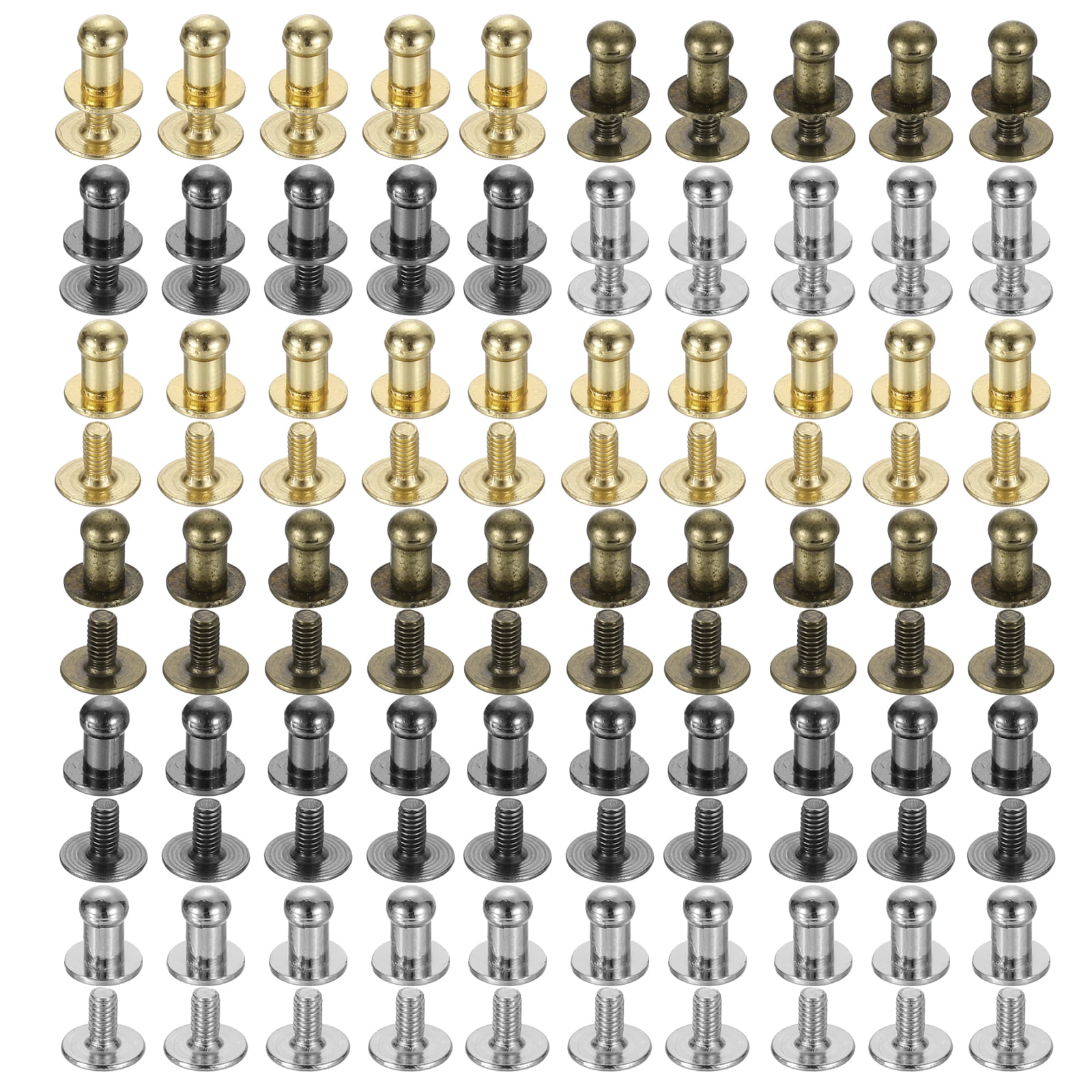 4mm Ball Head Stud Rivets Screw Back, 100Pack Button Nipple Rivet 4 Colors
