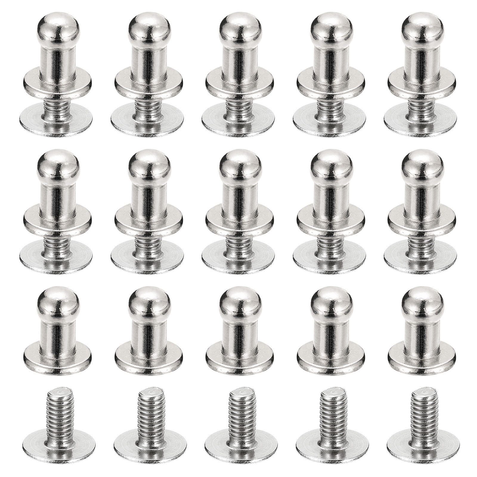 4mm Ball Head Stud Rivets Screw Back, 15Pack Round Head Button Nipple ...