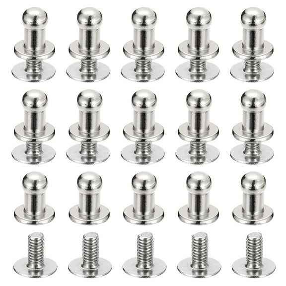 4mm Ball Head Stud Rivets Screw Back, 15Pack Round Head Button Nipple Rivet, Silver Tone