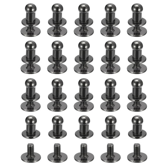 4mm Ball Head Stud Rivets Screw Back, 20Pack Round Head Button Nipple Rivet, Metallic Black