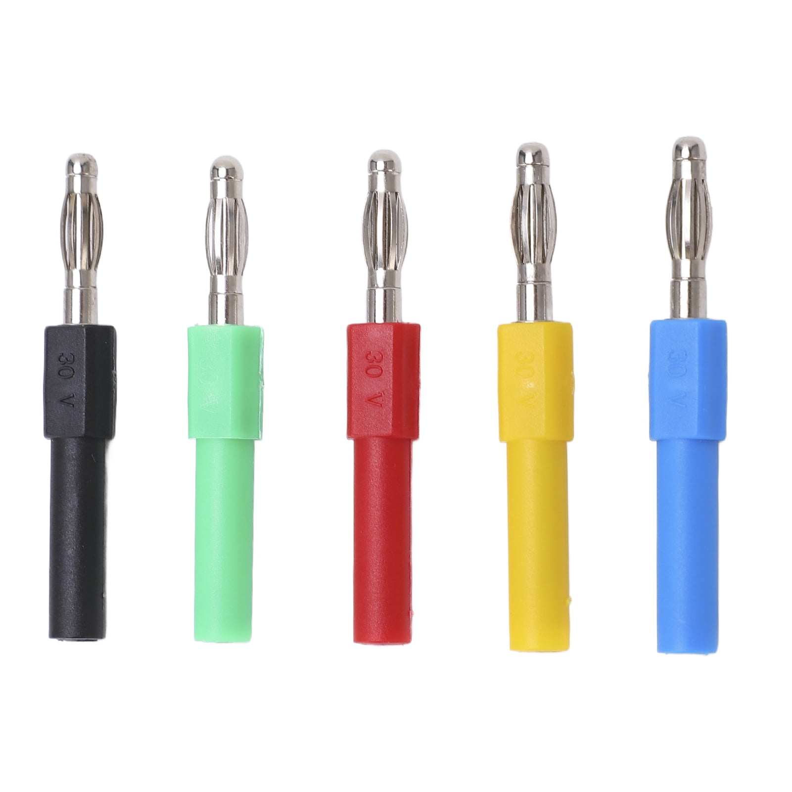 Multimeter Connector 4mm Banana Connectors, 5PC Set w/ Brass PA, 10A, 60V, Instrument ...