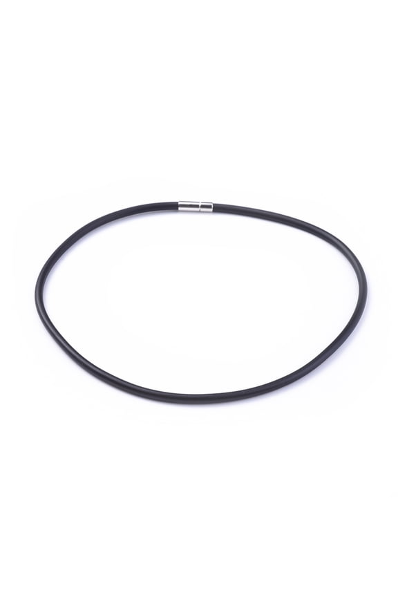 4mm Black Rubber Necklace Jewelry Making with Platinum Color Brass Box Clasps Size: necklace: 18.11 inch long 135mm inner diameter diy