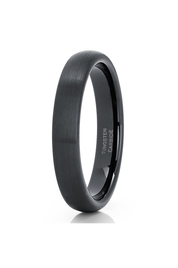 4mm Black Tungsten Wedding Band 4mm Tungsten Carbide Ring Anniversary Ring Men & Women Comfort Fit Ring