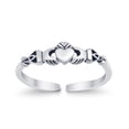 thumbnail image 1 of 4mm - Claddagh Toe Band Ring 925 Sterling Silver Thin Adjustable Stylish Rings for Women, 1 of 5