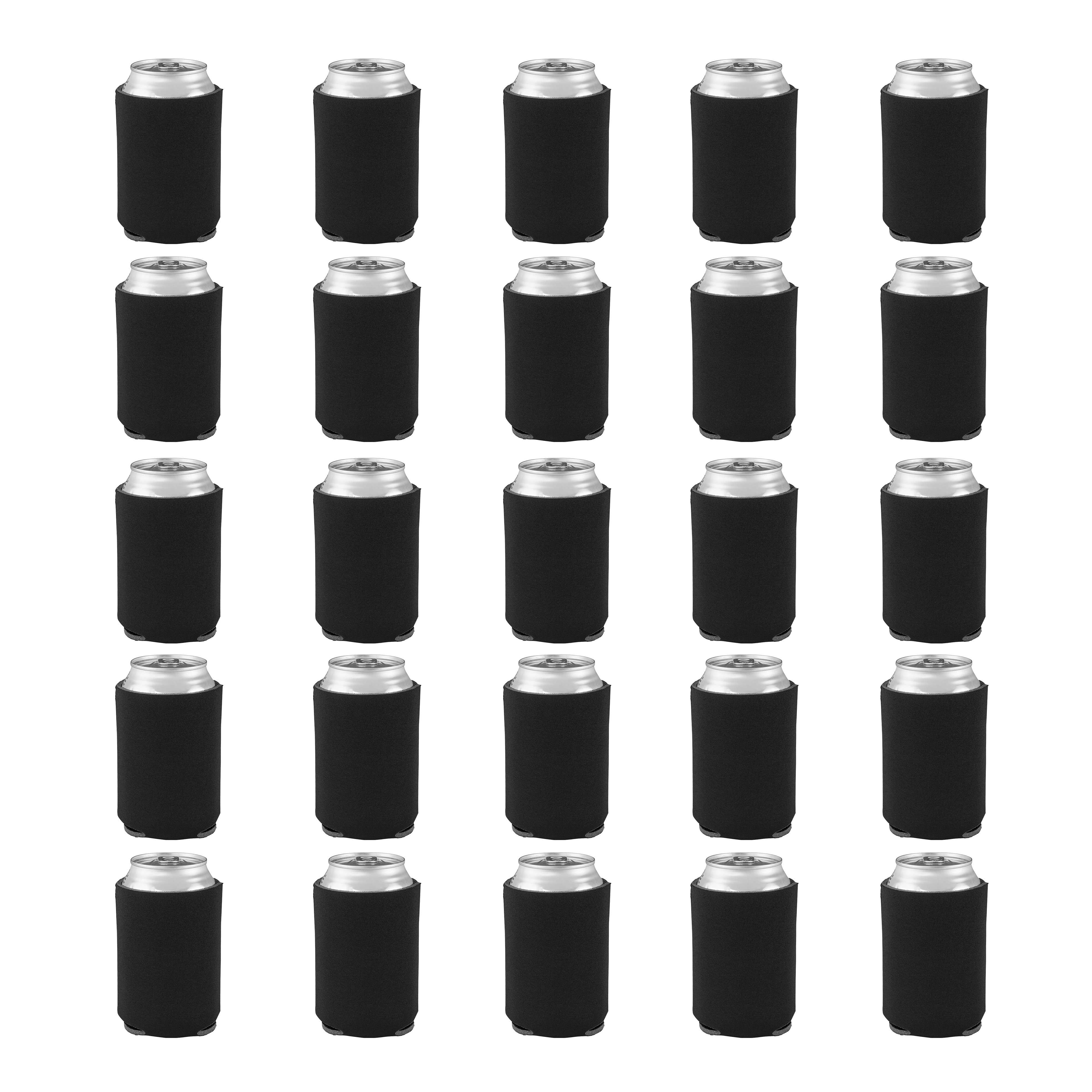 4mm Collapsible Can Coolers, Set of 25, Bulk Pack - Insulated Beer Holders for Keeping Your Beer Cold - Black