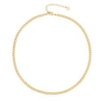 4mm Cuban Chain Link Necklace 18k Gold Plated Curb Chain Choker Minimalist Jewelry for Women Men 16’’