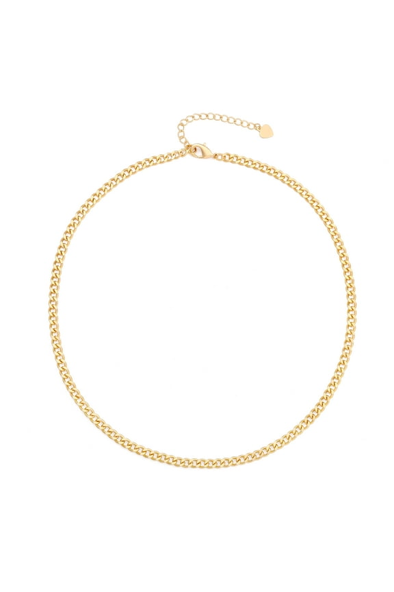 4mm Cuban Chain Link Necklace 18k Gold Plated Curb Chain Choker Minimalist Jewelry for Women Men 16’’