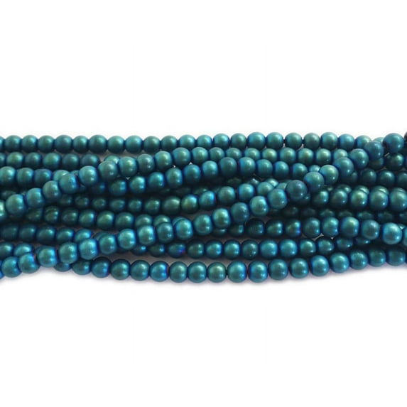 4mm Dark Sea Green Hematite Matte Round Beads For Jewelry Making