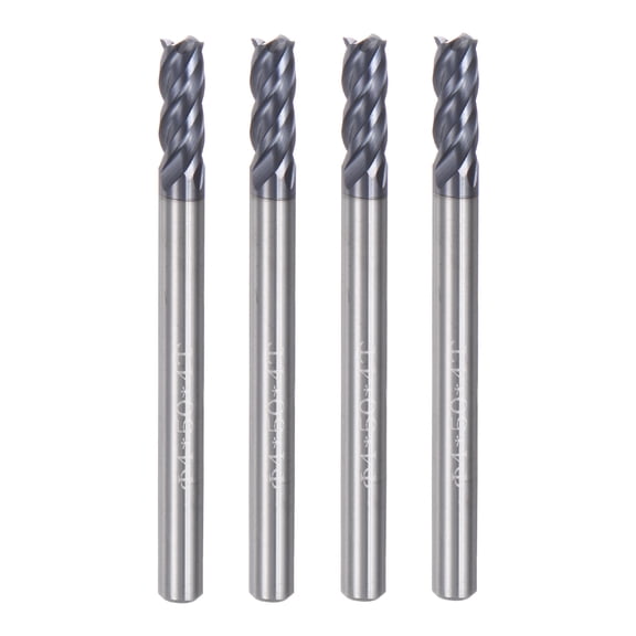 4mm Dia 4mm Straight Shank HRC45 Carbide AlTiN Coated 4 Flute Square End Mill 4pcs