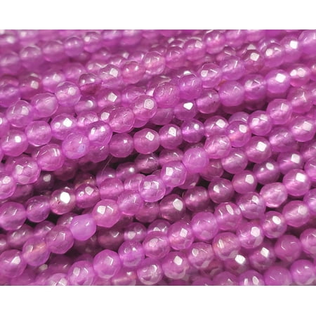 4mm Fandango Purple Jade Faceted Round Beads Genuine Gemstone Natural Jewelry Making