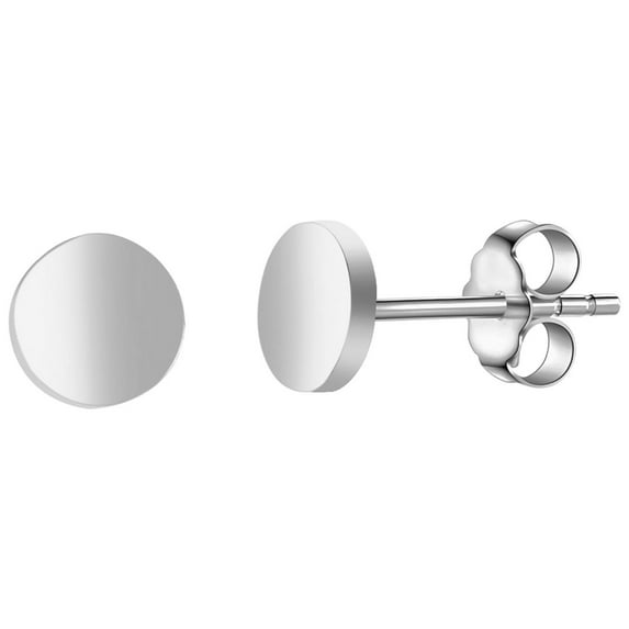 4mm Flat Disc Stud Earrings for Women 316L Surgical Steel