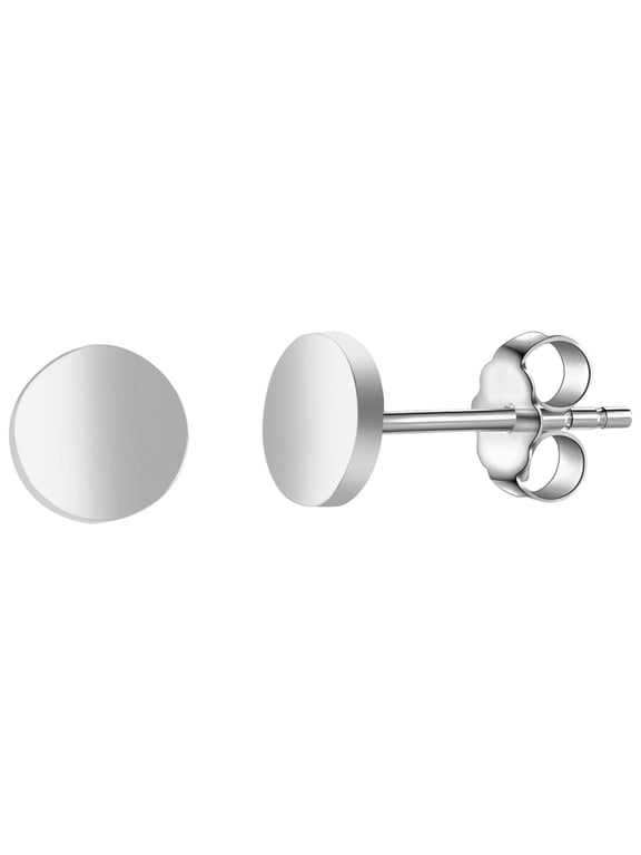 4mm Flat Disc Stud Earrings for Women 316L Surgical Steel