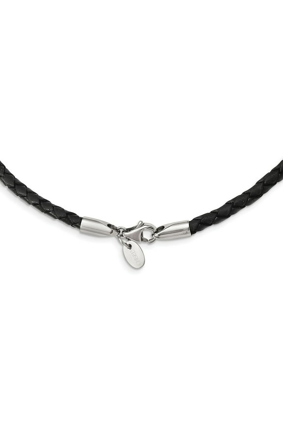 4mm Genuine Leather Weave 18in Necklace; 18 inch; Lobster (Fancy) Clasp; for Adults and Teens; for Women and Men