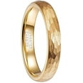 thumbnail image 1 of 4mm Gold Hammered Tungsten Ring for Women Multifaceted Wedding Band Burshed Finish, 1 of 6