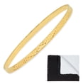 thumbnail image 1 of 4mm Gold Plated Diamond-Cut Pattern Bangle Bracelet, Circumference: 8.25" (Large), 1 of 7
