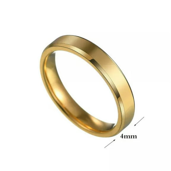 4mm Gold/Silver/Black Plating Bands Women's Titanium Steel Wedding Ring Size 5-9