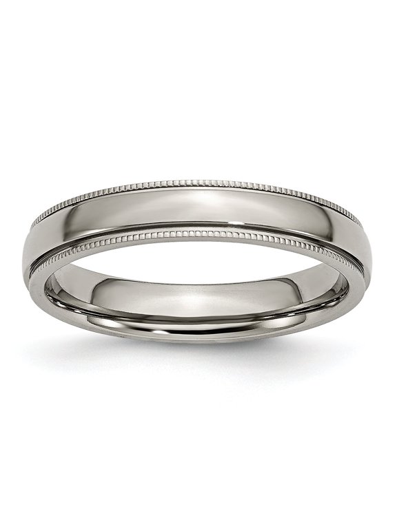 4mm Grooved and Beaded Edge Titanium Band