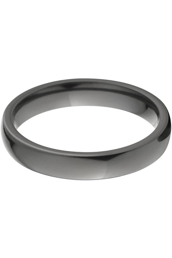 4mm Half-Round Black Zirconium Ring with a Polished Finish