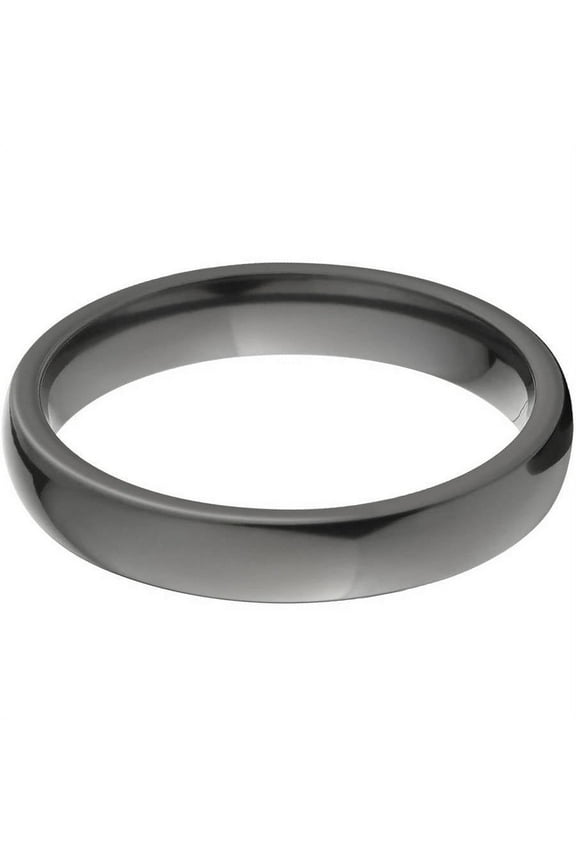 4mm Half-Round Black Zirconium Ring with a Polished Finish