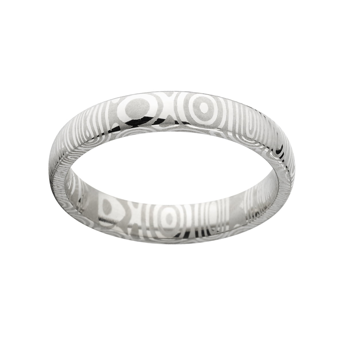 4mm Half Round Damascus Steel Ring
