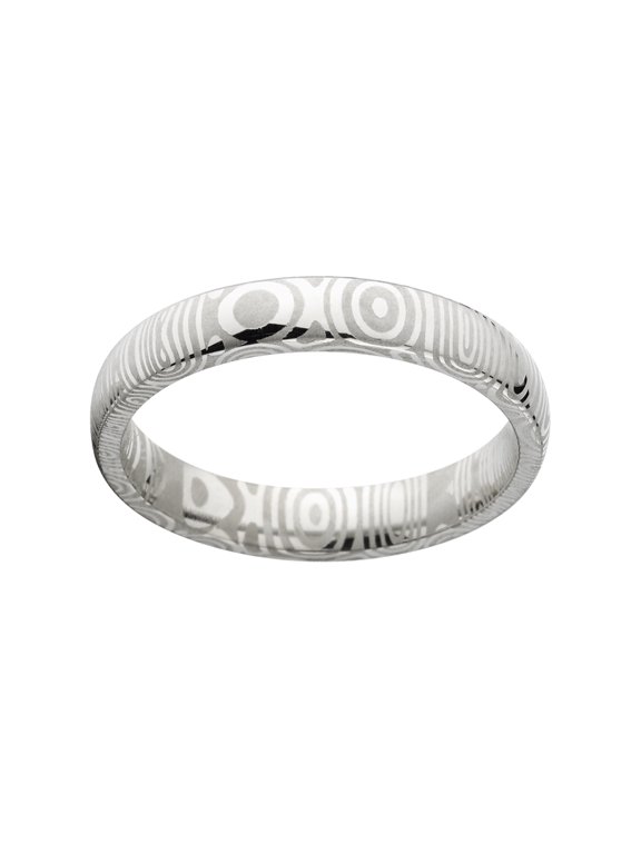4mm Half Round Damascus Steel Ring