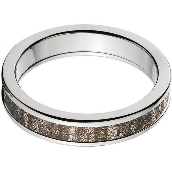 4mm Half-Round Titanium Ring with a Mossy Oak Bottomland Camo Inlay