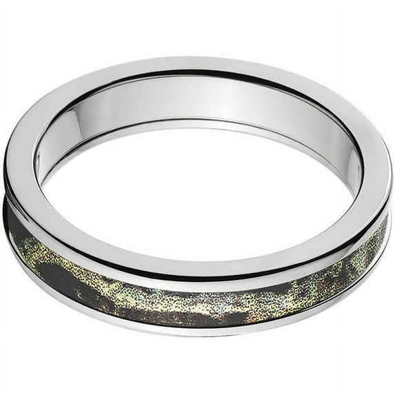 4mm Half-Round Titanium Ring with a Mossy Oak Break Up Infinity Camo Inlay