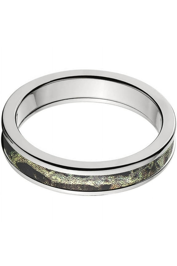 4mm Half-Round Titanium Ring with a Mossy Oak Break Up Infinity Camo Inlay