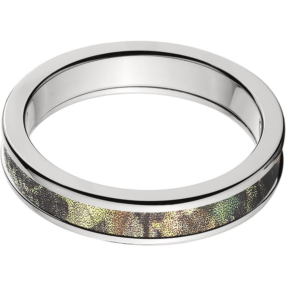4mm Half-Round Titanium Ring with a Mossy Oak New Break Up Camo Inlay
