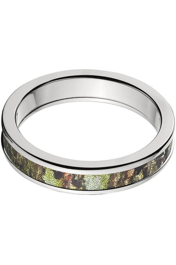 4mm Half-Round Titanium Ring with a Mossy Oak Obsession Camo Inlay