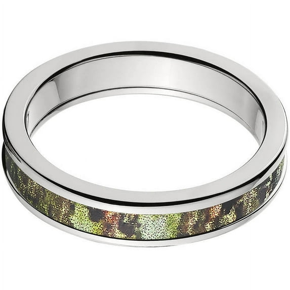 4mm Half-Round Titanium Ring with a Mossy Oak Obsession Camo Inlay