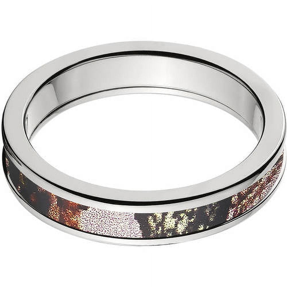 4mm Half-Round Titanium Ring with a Mossy Oak Pink Break Up Camo Inlay