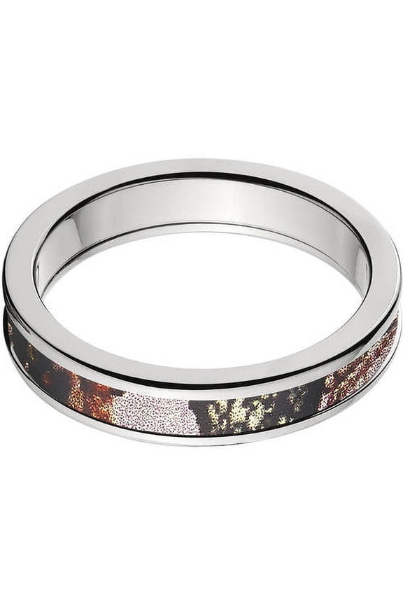 4mm Half-Round Titanium Ring with a Mossy Oak Pink Break Up Camo Inlay