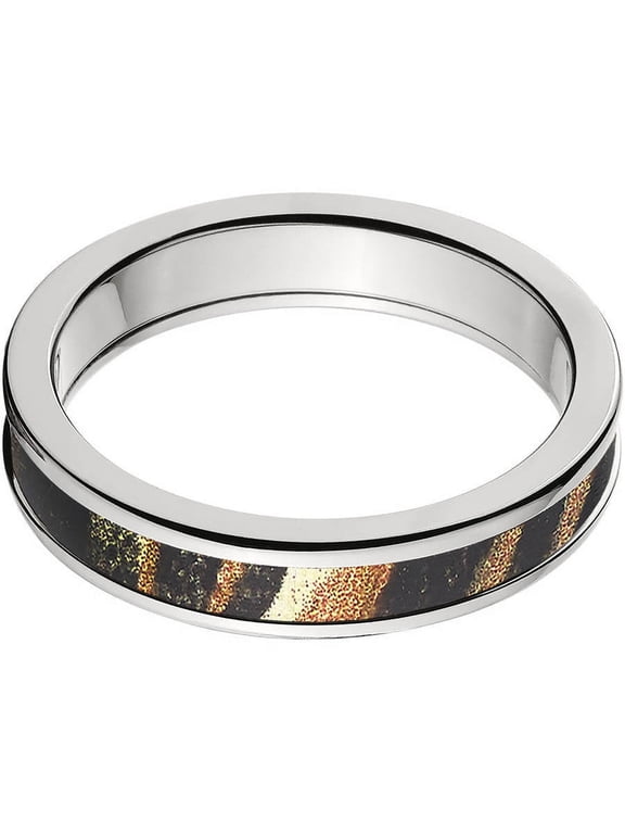 4mm Half-Round Titanium Ring with a Mossy Oak Shadow grass Camo Inlay