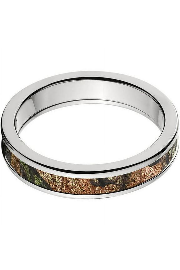 4mm Half-Round Titanium Ring with a RealTree Extra Green Camo Inlay