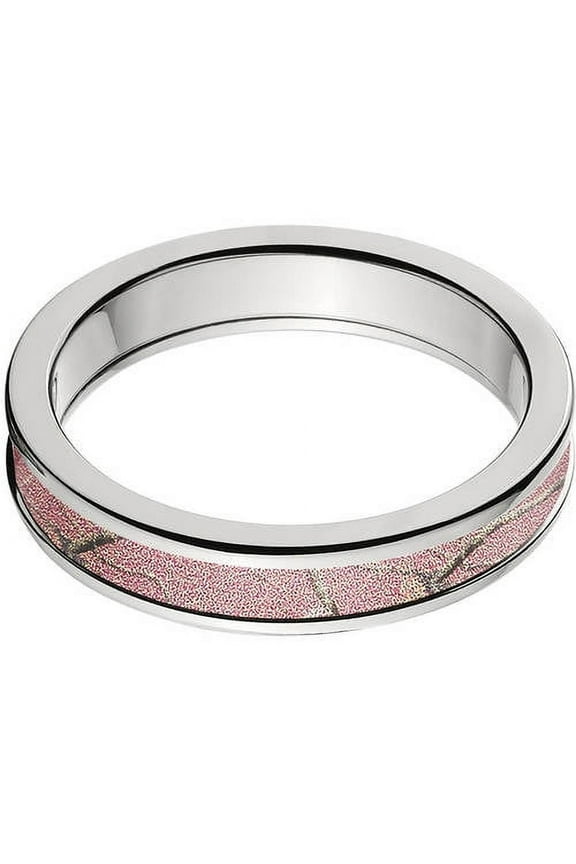 4mm Half-Round Titanium Ring with a RealTree Pink Camo Inlay