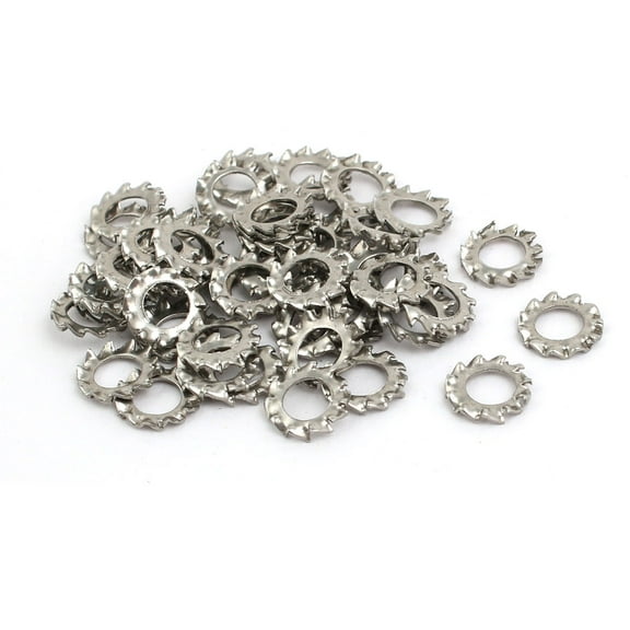 4mm Inner Dia 304 Stainless Steel External Tooth Lock Washer Silver Tone 50pcs
