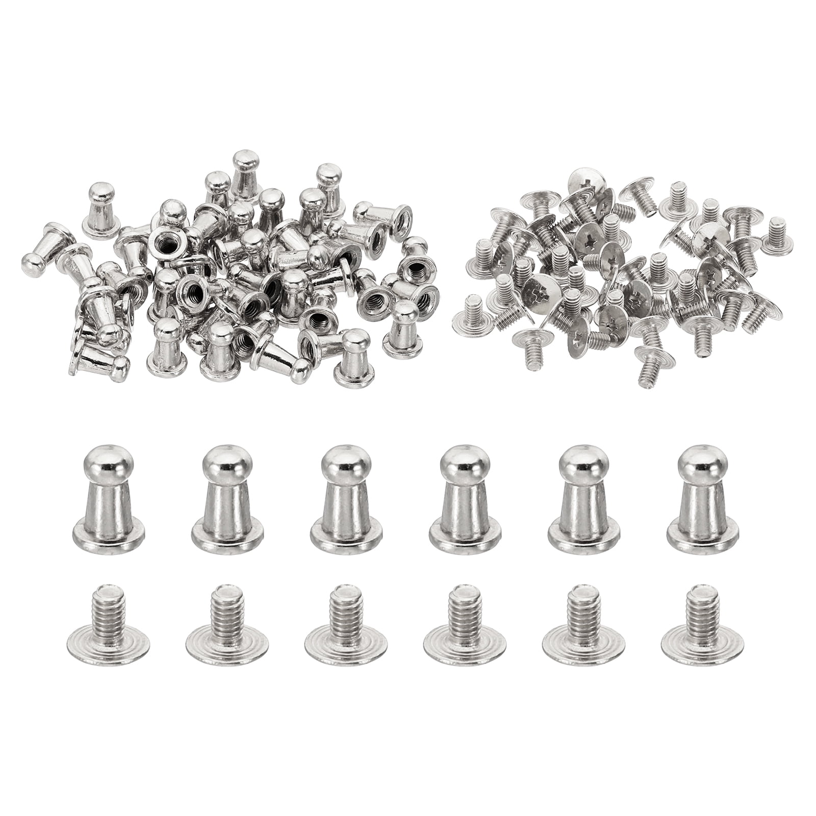 4mm Leather Rivets, 100 Sets Round Button Head Studs Metal Screw Studs ...