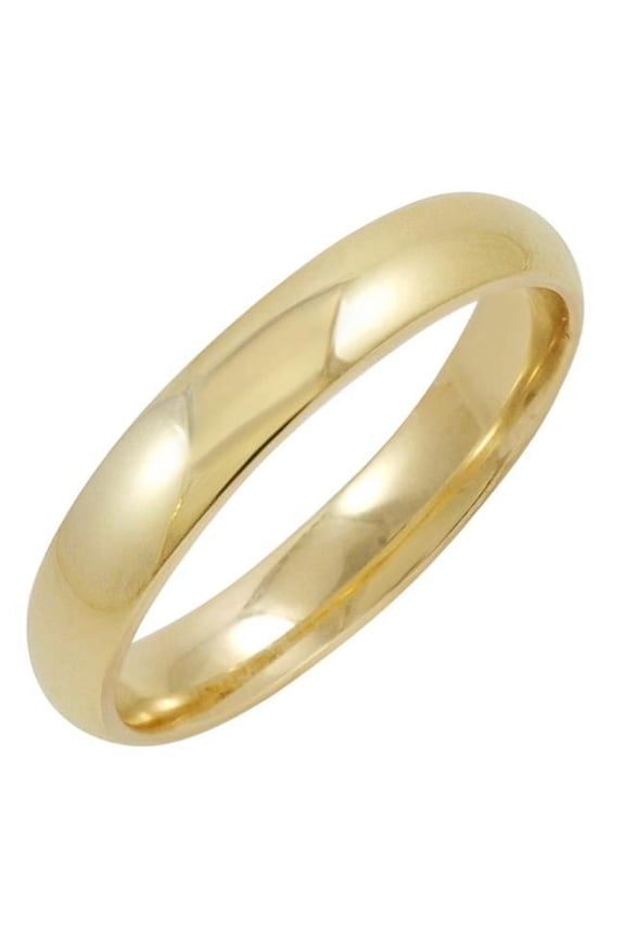 4mm Mens 10K Yellow Gold Comfort Fit Plain Wedding Band - Size 11.5