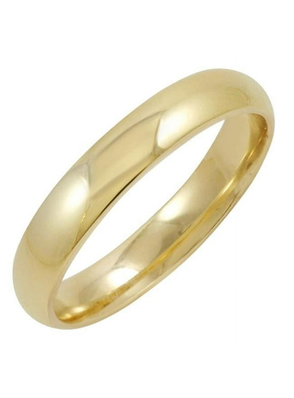 4mm Mens 10K Yellow Gold Comfort Fit Plain Wedding Band - Size 8.5
